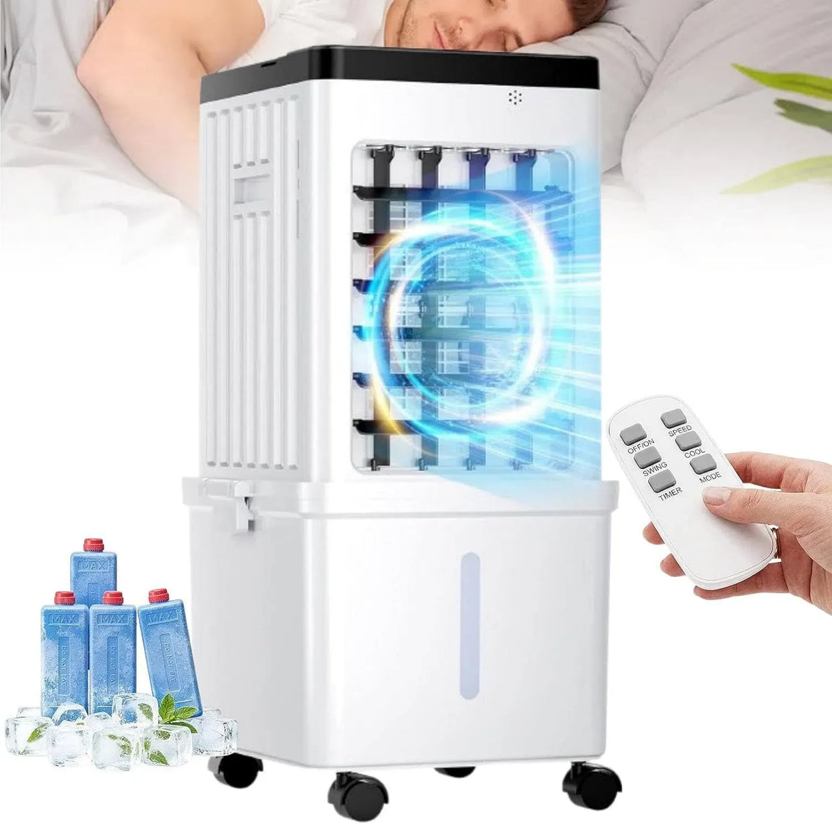 Rafraîchisseur d'air, 15 L, portable, minuteur, 3 vitesses
