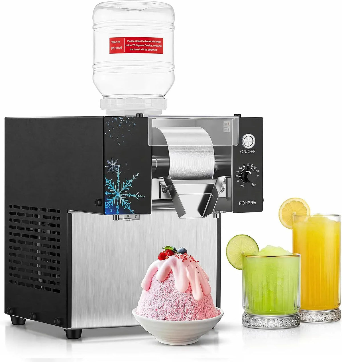 kg/24 Machine à bingsu, Machine à glace, 80 kg, professionnel, acier inoxydable, FOHERE