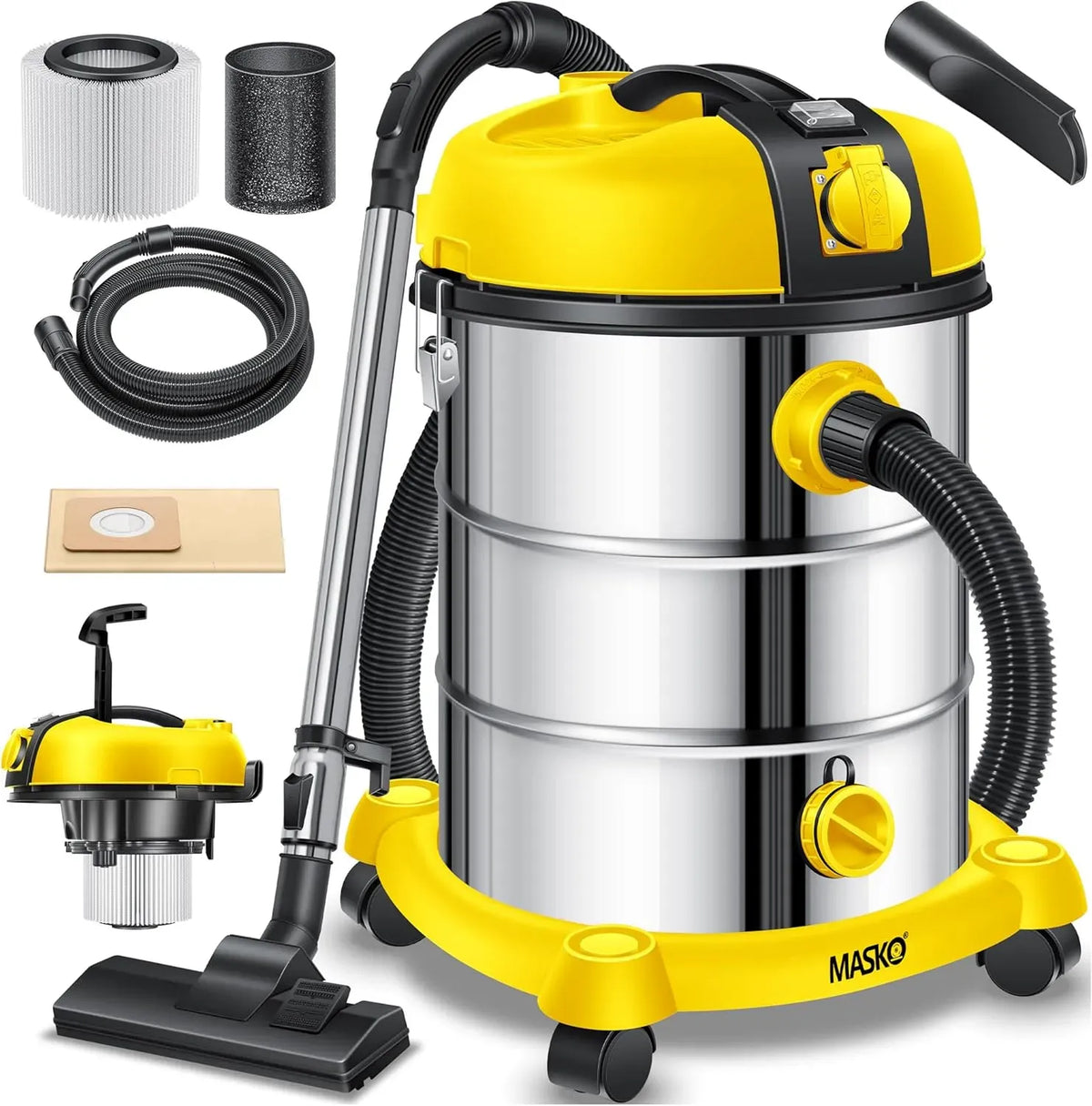 Aspirateur, 300 W, industriel, acier inoxydable