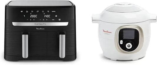 Moulinex EZ901820 CE85CA10 Friteuse à air chaud, 8,3 L, acier inoxydable, Dual essential inox, 150 recettes intégrées
