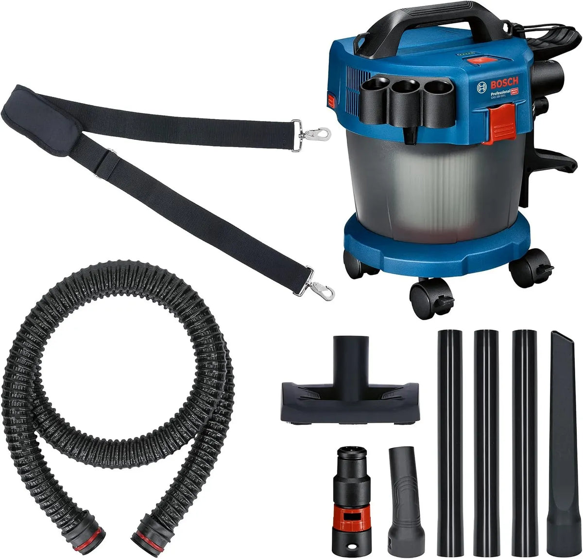 Bosch GAS 18V 18V-10 Aspirateur, 10 L, 18 V, industriel, flexible de 1,6 m, 3 tubes prolongateurs
